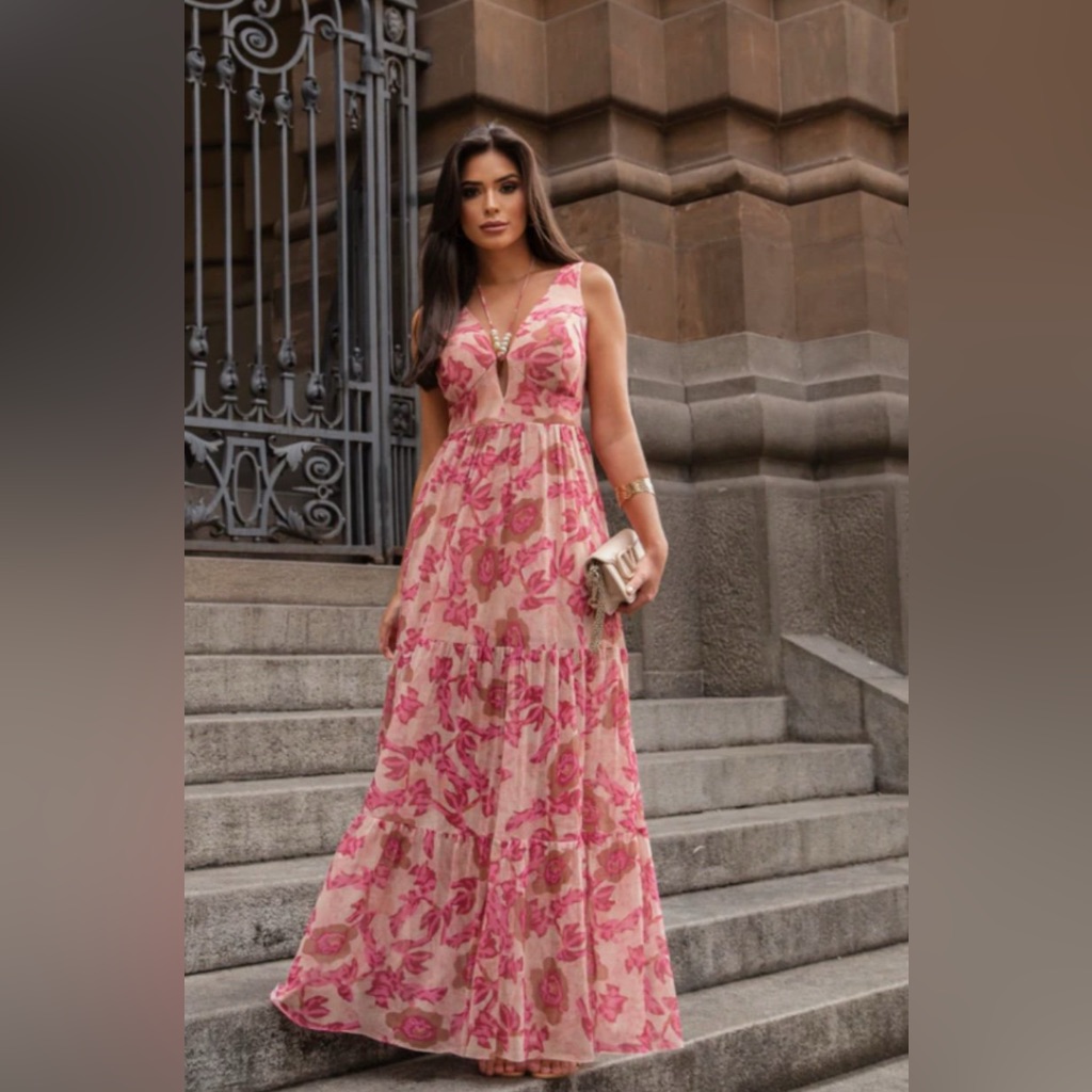 Nwt Alles Maxi Floral Pink Maxi Dress Medium